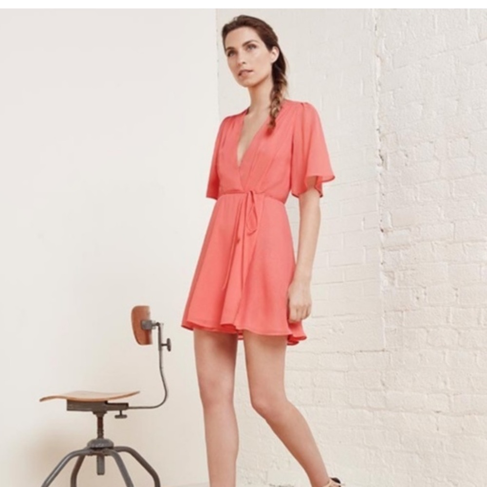 Reformation Guava mini wrap dress